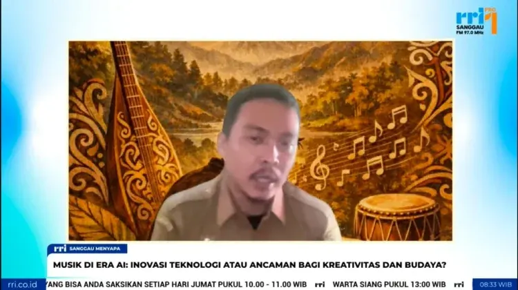Penggiat Seni dan Musik Kabupaten Sanggau, Ferry Budaya dalam tangkapan layar dialog RRI Sanggau Menyapa, Senin 19 Oktober 2026.